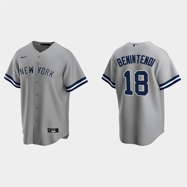 Men's New York Yankees #18 Andrew Benintendi Road Gray with Name Cool Base Jersey