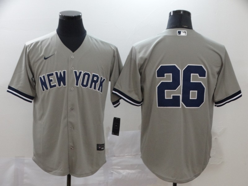 Men's New York Yankees #26 DJ LeMahieu Nike Gray Road Cool Base Baseball Jerseys