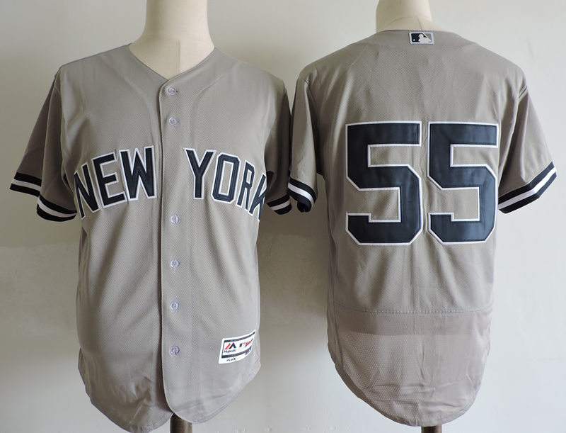 Men's New York Yankees #55 Domingo German Majestic Grey Flex Base Player Jersey