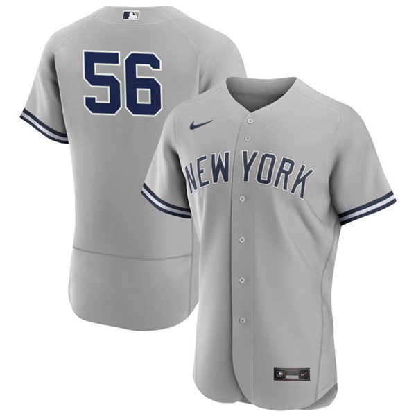 Men's New York Yankees #56 Lou Trivino Grey Road FlexBase Game Jersey