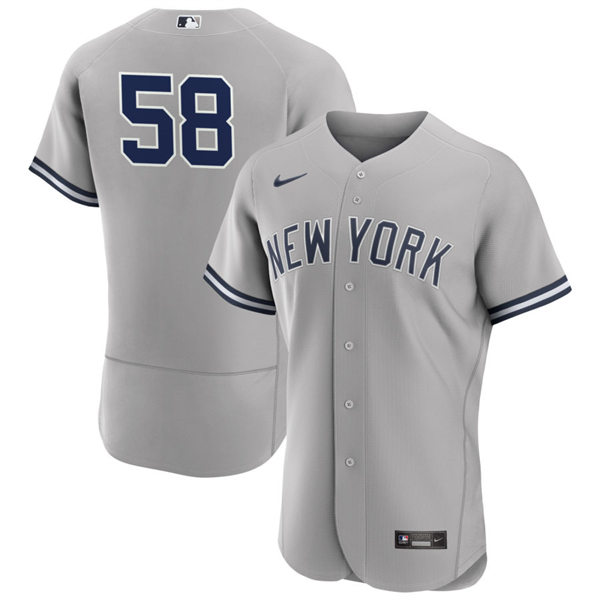 Men's New York Yankees #58 Wandy Peralta Grey Road FlexBase Game Jersey