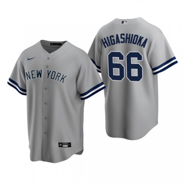 Men's New York Yankees #66 Kyle Higashioka Grey Road with Name Cool Base Jersey