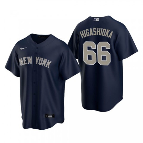 Men's New York Yankees #66 Kyle Higashioka Navy Alternate 2nd with Name New York Cool Base Jersey