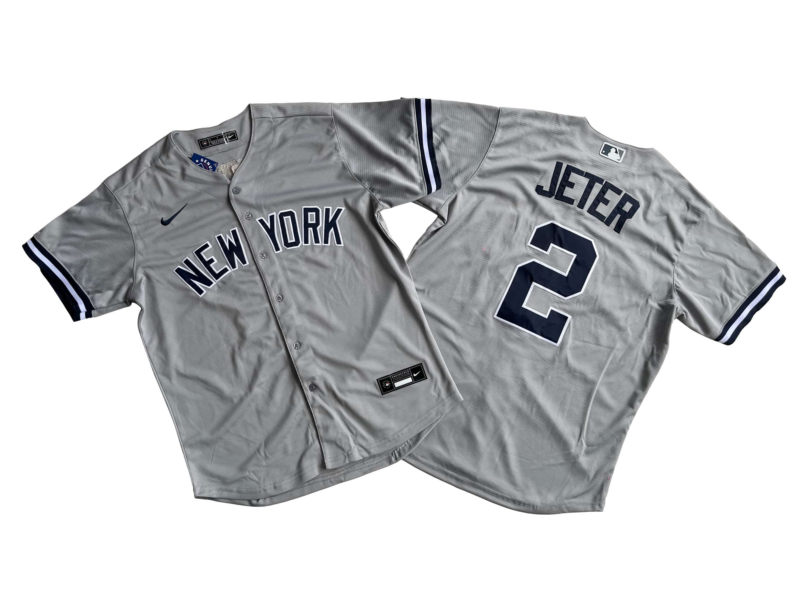 Men's New York Yankees 2# Derek Jeter Nike Gray Nike Gray Player Name Jersey