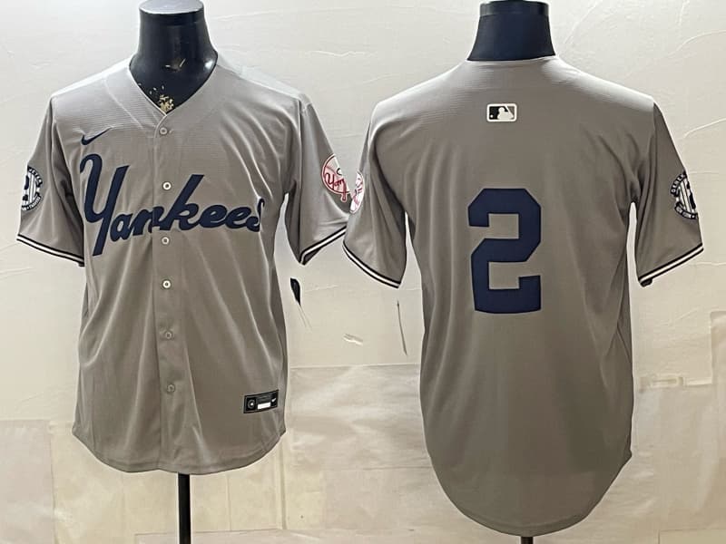 Men's New York Yankees 2# Derek Jeter Nike Gray Nike Gray Player Name Jersey