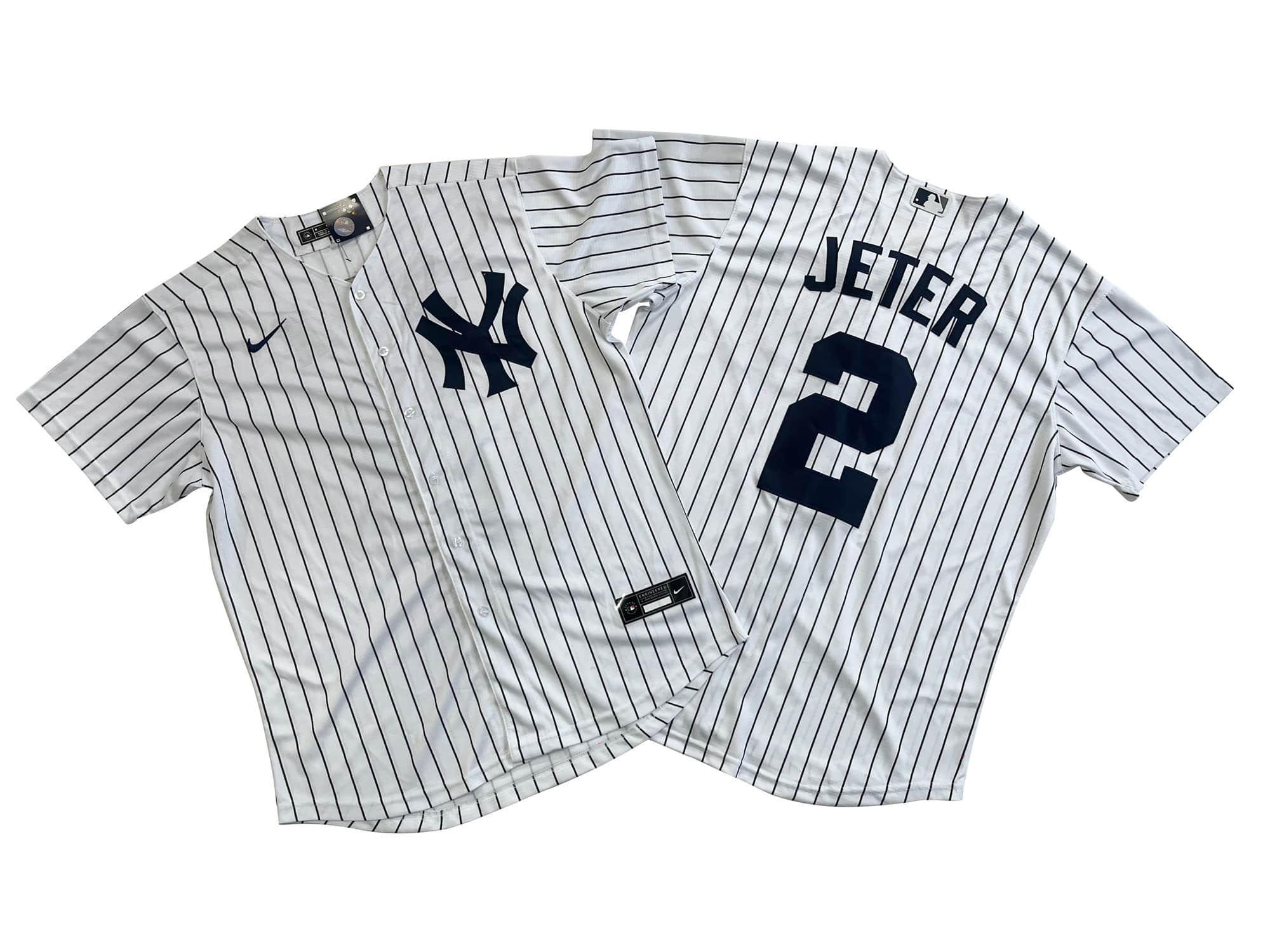 Men's New York Yankees 2# Derek Jeter Nike WhiteNavy Player Jersey