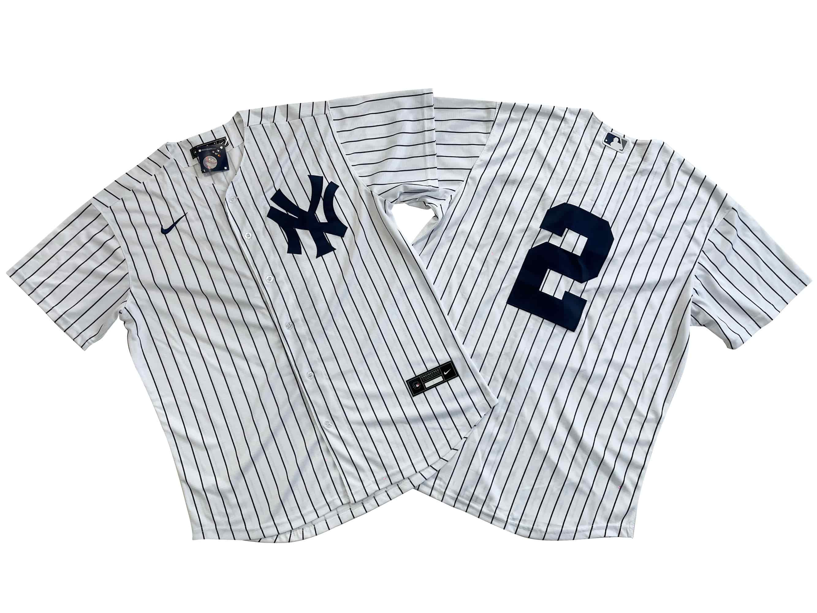Men's New York Yankees 2# Derek Jeter Nike WhiteNavy Replica Jersey.