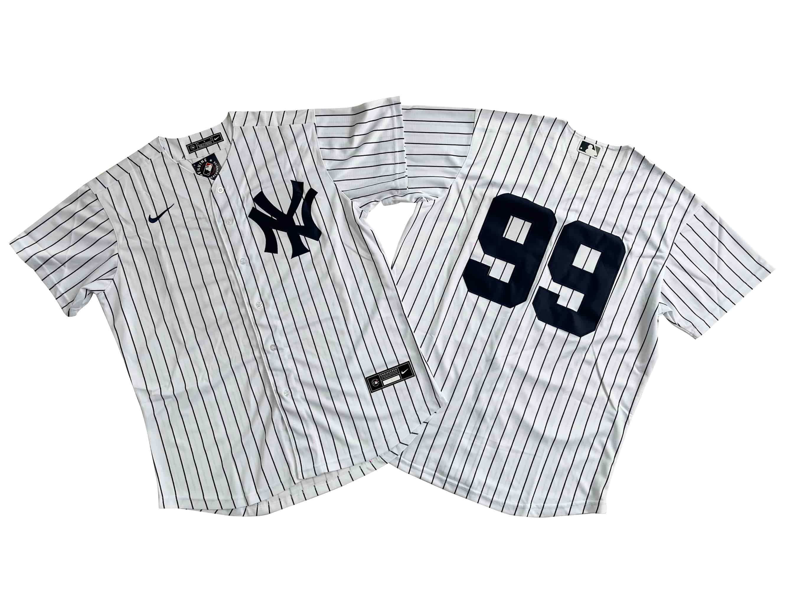 Men's New York Yankees 99# Aaron Judge Nike White Home Limited Player Jersey.