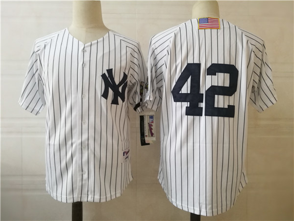Men's New York Yankees Retired Player #42 Mariano Rivera White 2001 World Series Throwback Baseball Jersey