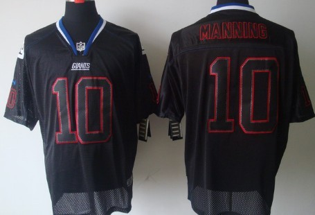 Men's Nik Elite Jersey New York Giants #10 Eli Manning Lights Out Black