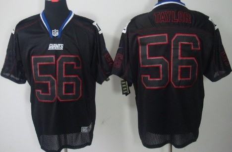 Men's Nik Elite Jersey New York Giants #56 Lawrence Taylor Lights Out Black