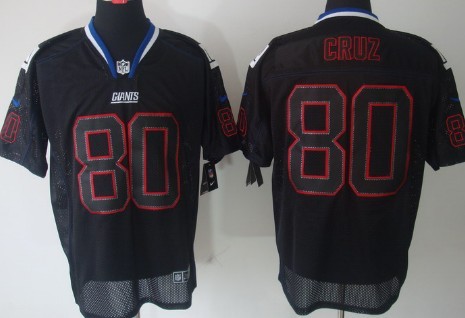 Men's Nik Elite Jersey New York Giants #80 Victor Cruz Lights Out Black