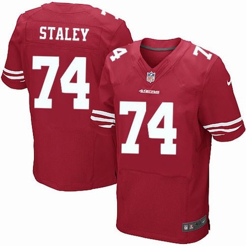 Men's Nik Elite Jersey San Francisco 49ers #74 Joe Staley Red
