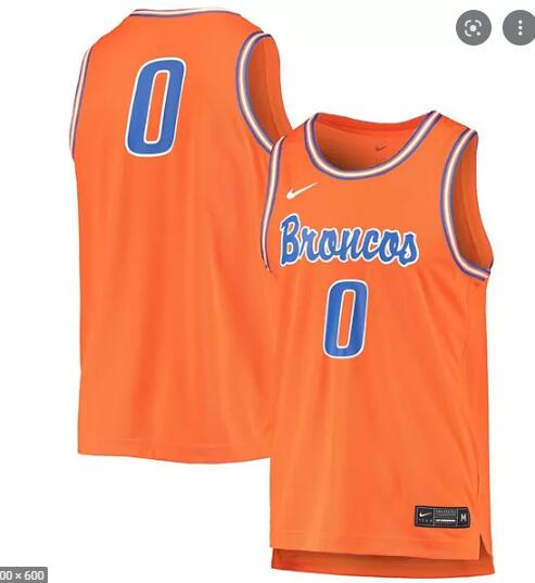 Men's Nike #0 Orange Boise State Broncos Retro Replica Basketball Jersey