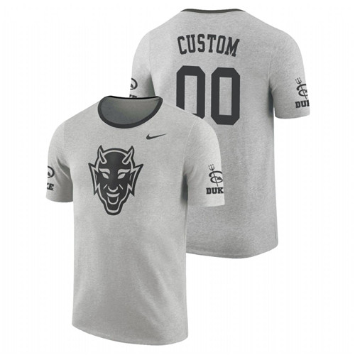Men's Nike #00 Custom Duke Blue Devils Vault Elevated Essentials Gray College Basketball T-Shirt