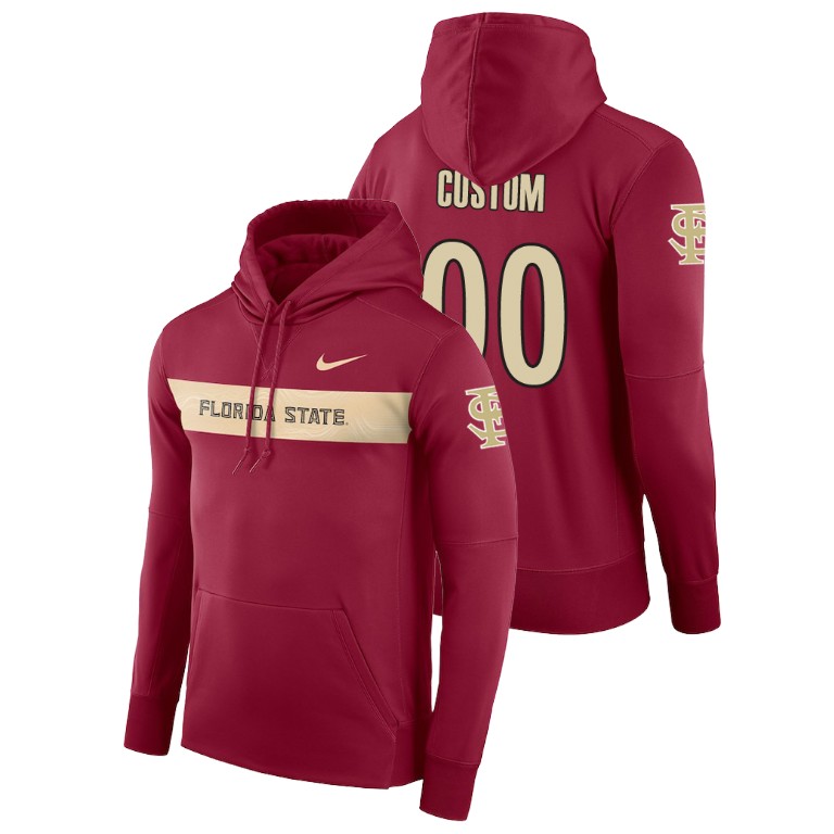 Men's Nike #00 Custom Florida State Seminoles Football Performance Garnet Sideline Seismic Hoodie
