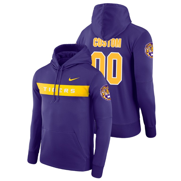 Men's Nike #00 Custom LSU Tigers Football Performance Purple Sideline Seismic Hoodie