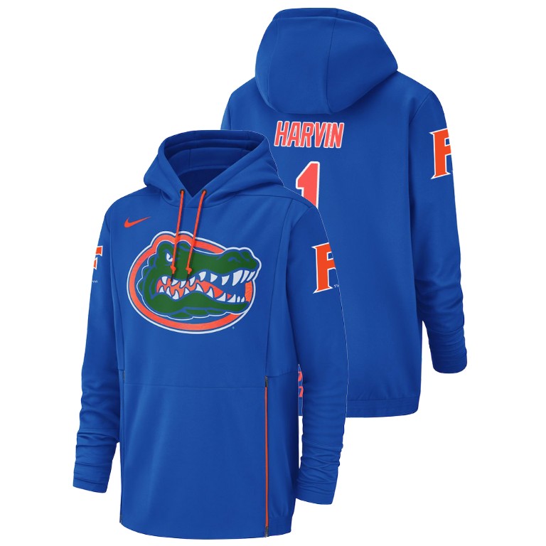 Men's Nike #1 Percy Harvin Florida Gators Football Performance Royal Champ Drive Hoodie