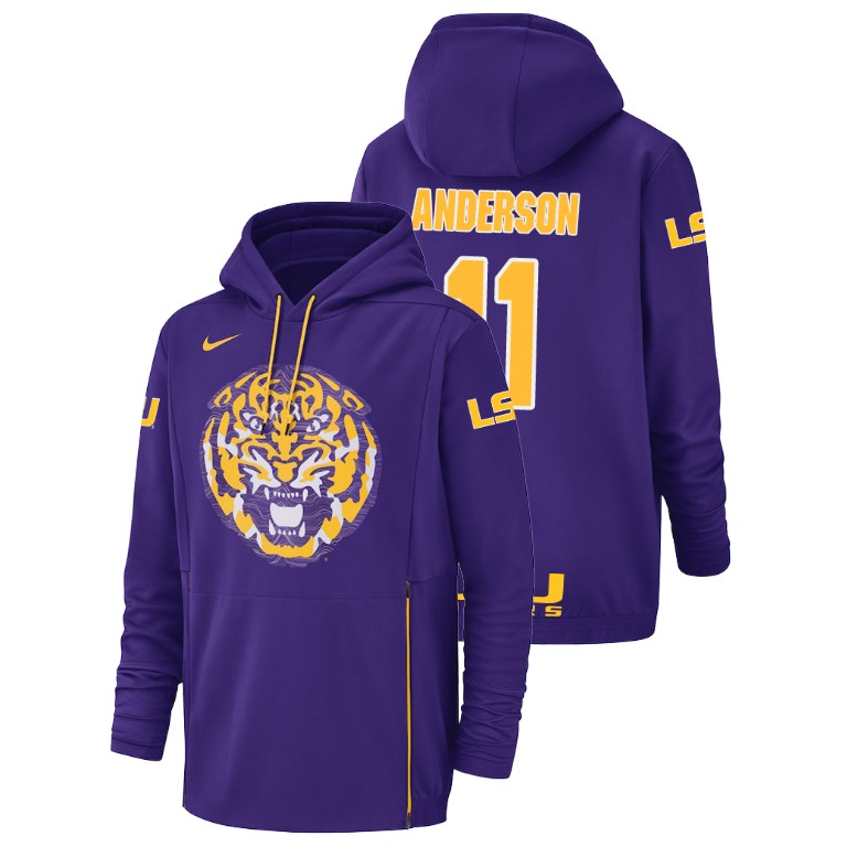 Men's Nike #11 Dee Anderson LSU Tigers Football Performance Purple Champ Drive Hoodie