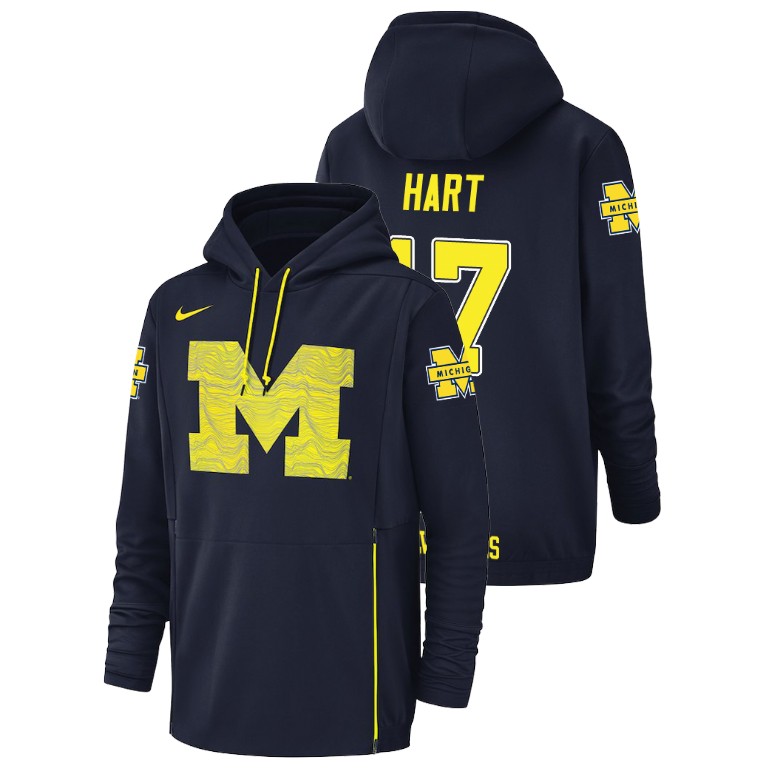 Men's Nike #17 Will Hart Michigan Wolverines Football Performance Navy Champ Drive Hoodie