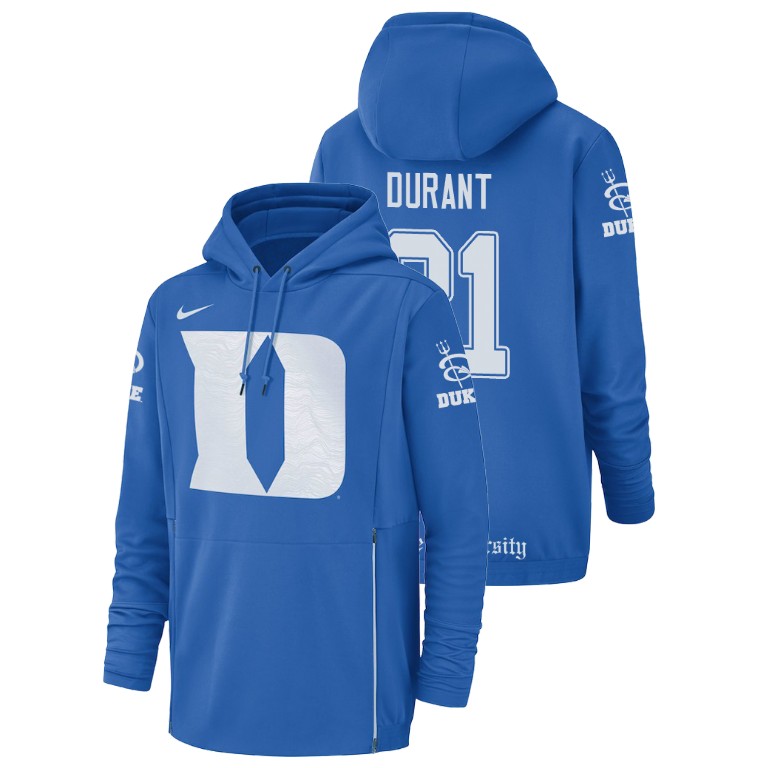 Men's Nike #21 Mataeo Durant Duke Blue Devils Football Performance Royal Champ Drive Hoodie