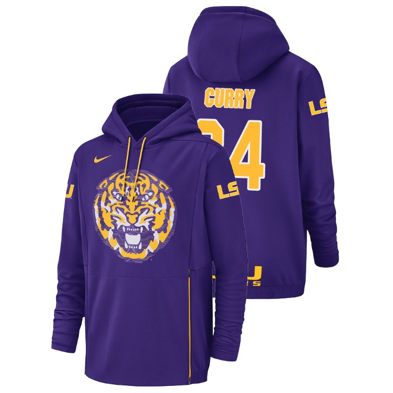 Men's Nike #24 Chris Curry LSU Tigers Football Performance Purple Champ Drive Hoodie