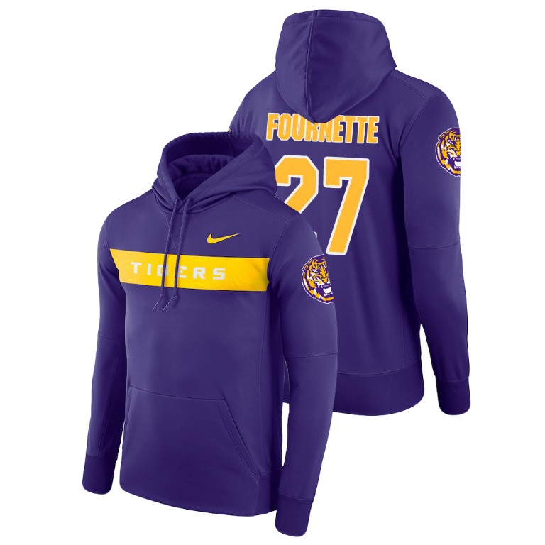 Men's Nike #27 Lanard Fournette LSU Tigers Football Performance Purple Sideline Seismic Hoodie
