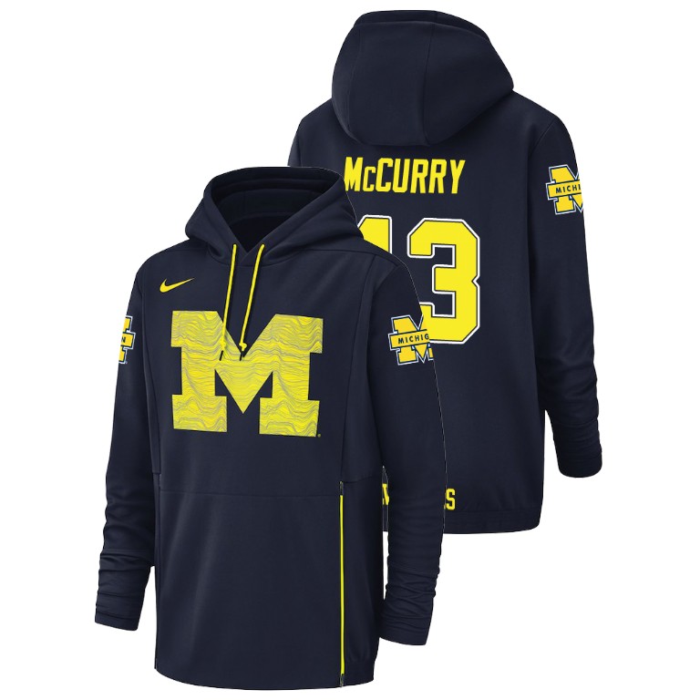 Men's Nike #43 Jake McCurry Michigan Wolverines Football Performance Navy Champ Drive Hoodie