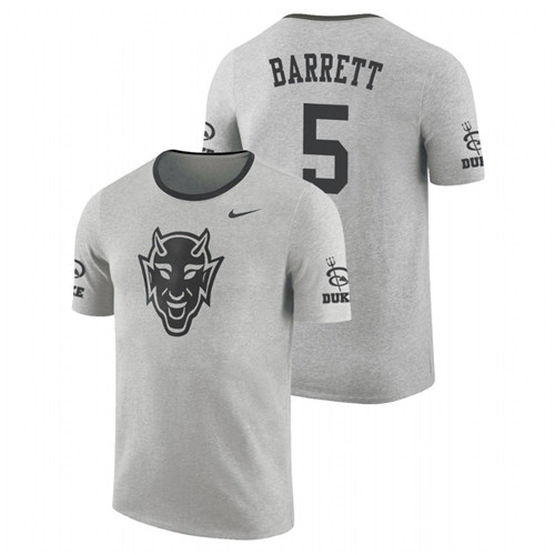 Men's Nike #5 RJ Barrett Duke Blue Devils Vault Elevated Essentials Gray College Basketball T-Shirt