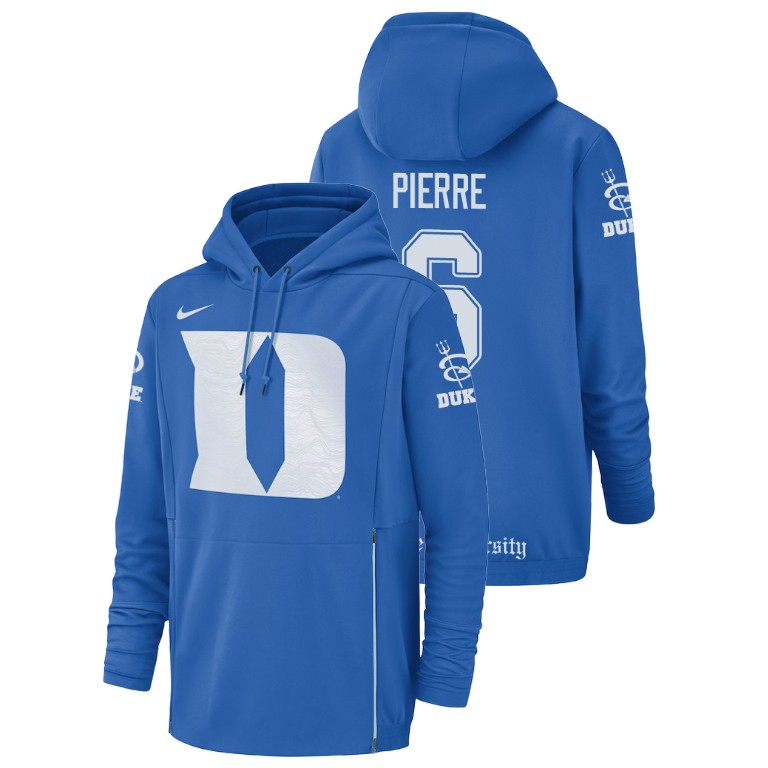 Men's Nike #6 Nicodem Pierre Duke Blue Devils Football Performance Royal Champ Drive Hoodie