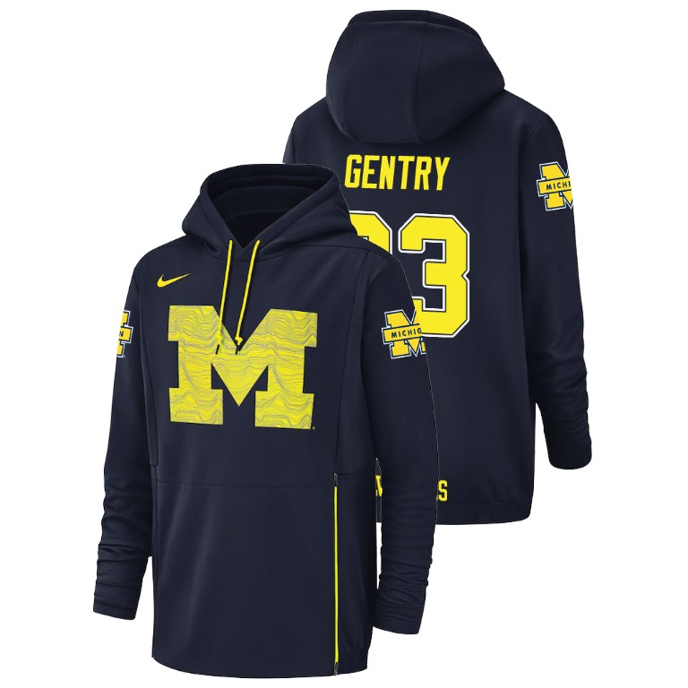 Men's Nike #83 Zach Gentry Michigan Wolverines Football Performance Navy Champ Drive Hoodie
