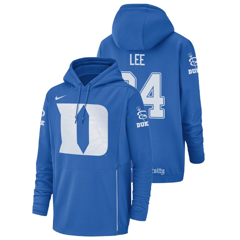 Men's Nike #84 Trevon Lee Duke Blue Devils Football Performance Royal Champ Drive Hoodie