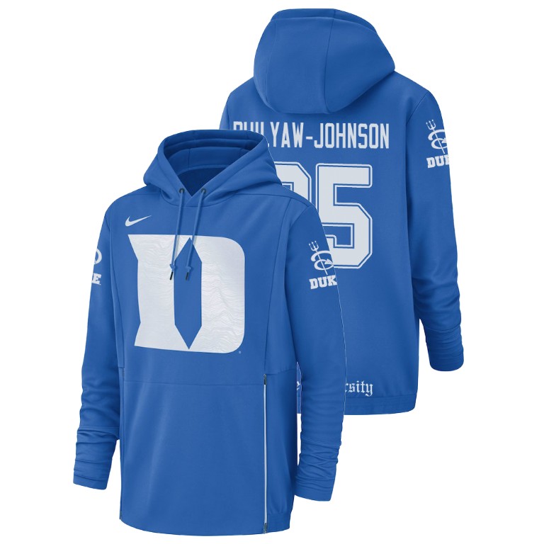 Men's Nike #85 Damond Philyaw-Johnson Duke Blue Devils Football Performance Royal Champ Drive Hoodie