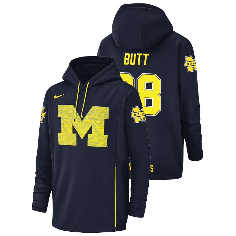 Men's Nike #88 Jake Butt Michigan Wolverines Football Performance Navy Champ Drive Hoodie