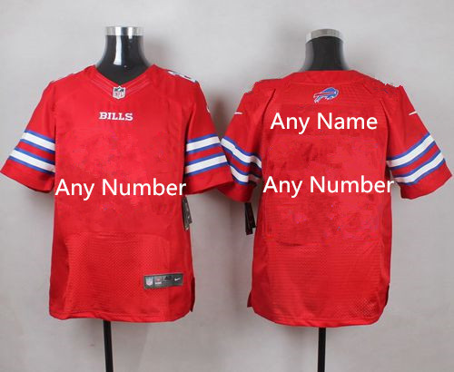 Men's Nike Bills Red Stitched NFL Rush Customized Elite Jersey