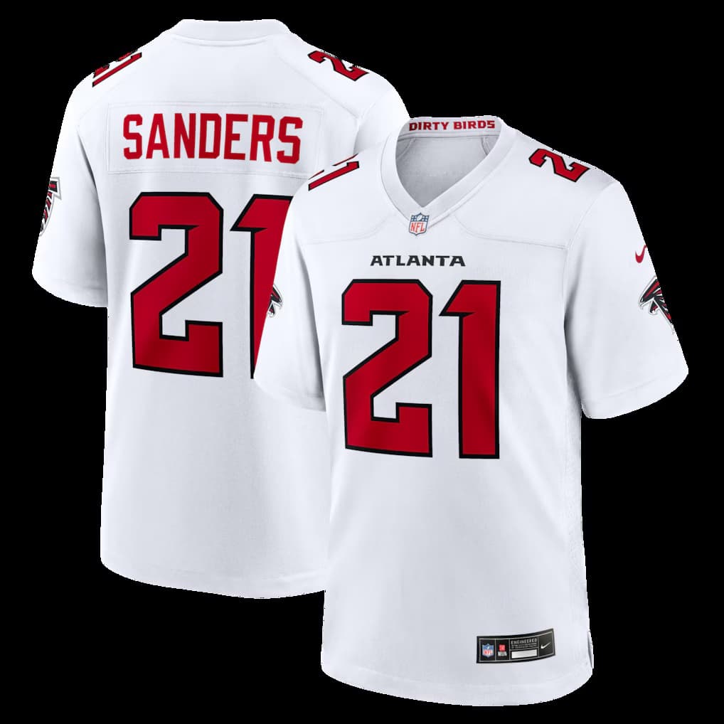 Men's Nike Deion Sanders White Atlanta Falcons Retired Player Game Jersey