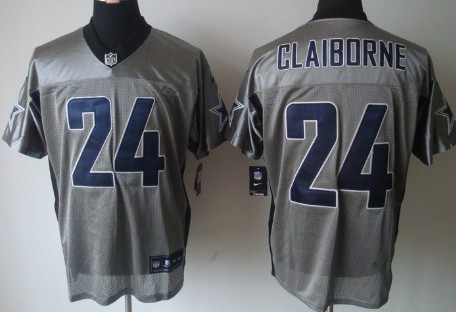 Men's Nike Elite Jersey Dallas Cowboys #24 Morris Claiborne Gray Stitched