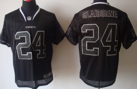 Men's Nike Elite Jersey Dallas Cowboys #24 Morris Claiborne Lights Out Black Stitched