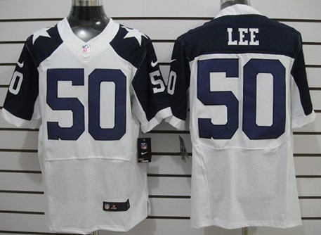 Men's Nike Elite Jersey Dallas Cowboys #50 Sean Lee White Thanksgiving Stitched