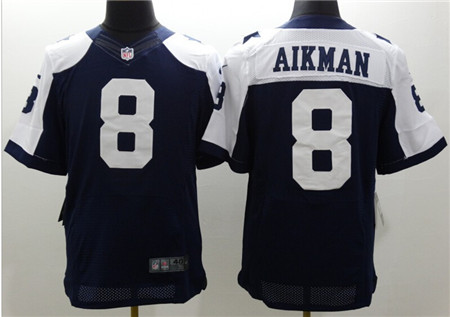 Men's Nike Elite Jersey Dallas Cowboys #8 Troy Aikman Blue Thanksgiving Stitched