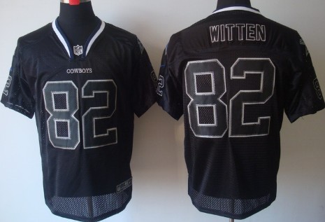 Men's Nike Elite Jersey Dallas Cowboys #82 Jason Witten Lights Out Black Stitched