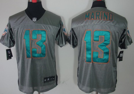 Men's Nike Elite Jersey Miami Dolphins #13 Dan Marino Gray