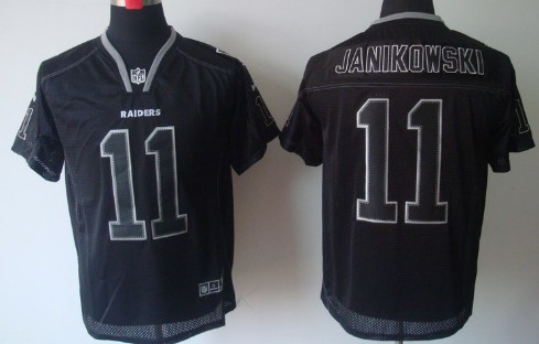 Men's Nike Elite Jersey Oakland Raiders #11 Sebastian Janikowski Lights Out Black