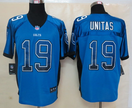 Men's Nike Indianapolis Colts #19 Johnny Unitas 2013 Drift Fashion Blue Elite Stitched Jersey