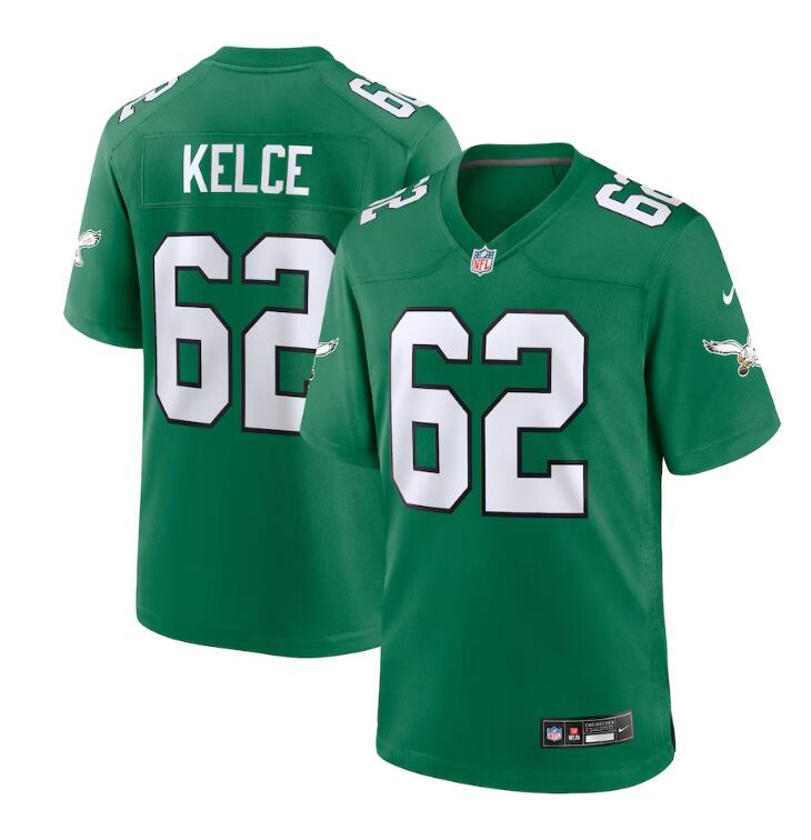 Men's Nike Jason Kelce Kelly Green Philadelphia Eagles Alternate Game Player Jersey