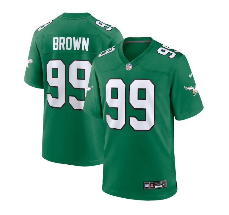 Men's Nike Jerome Brown Kelly Green Philadelphia Eagles Alternate Game Jersey
