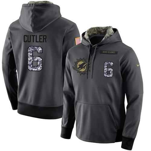 Men's Nike Miami Dolphins #6 Jay Cutler Stitched Black Anthracite Salute to Service Player Performance Hoodie