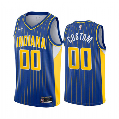 Men's Nike Pacers Personalized Blue NBA Swingman 2020-21 City Edition Jersey