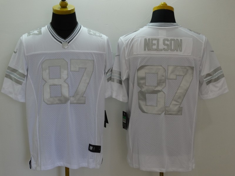 Men's Nike Packers #87 Jordy Nelson White NFL Limited Platinum Jersey