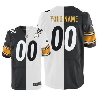 Men's Nike Pittsburgh Steelers Customized Black_White Two Tone Elite Jersey
